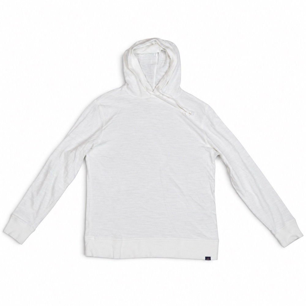 Faherty Sunwashed Organic Cotton Hoodie Men's M White Slub Pullover